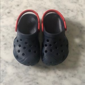 Navy and red crocs - like new!